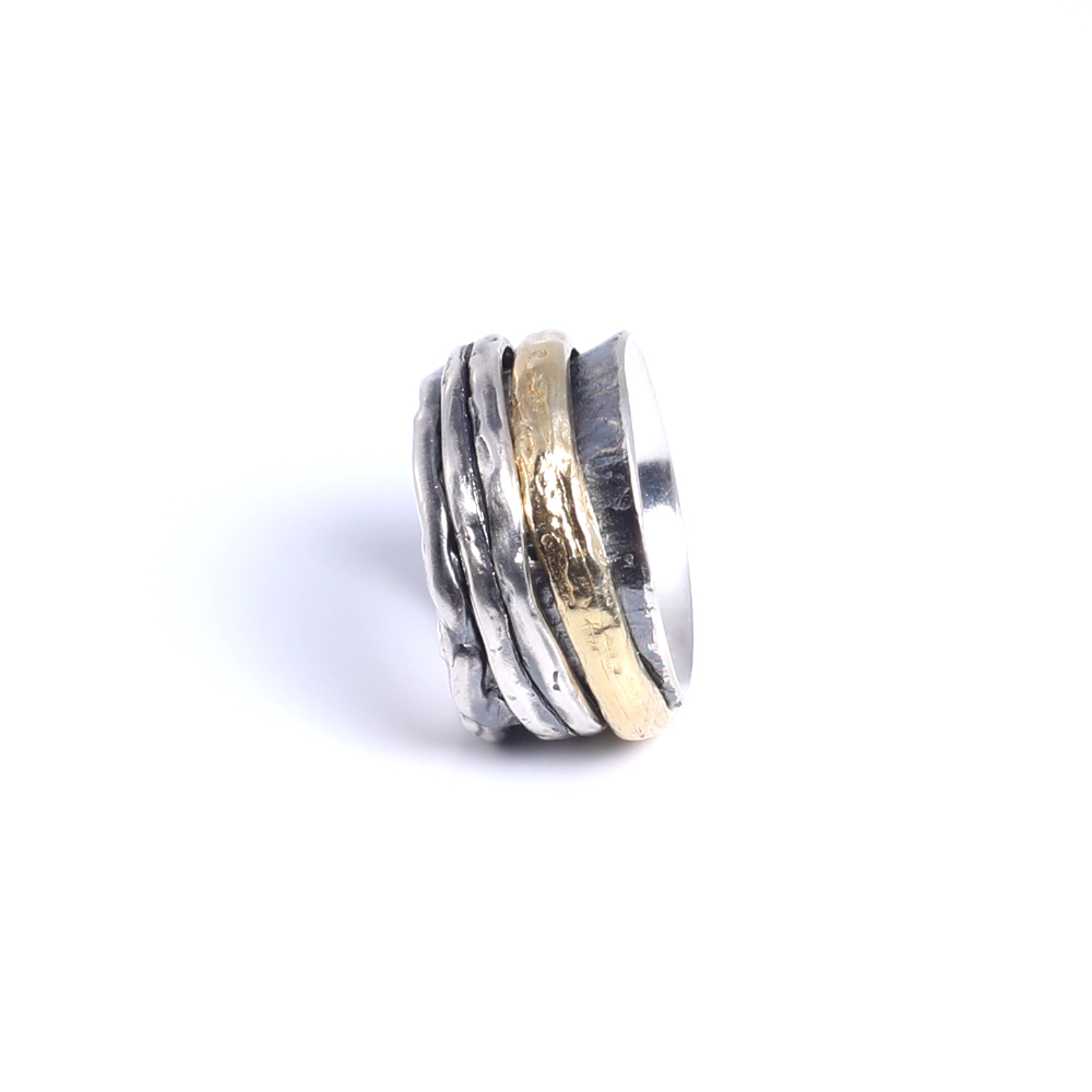 Ring bewegliche Elemente - Silber vergoldet - Handarbeit