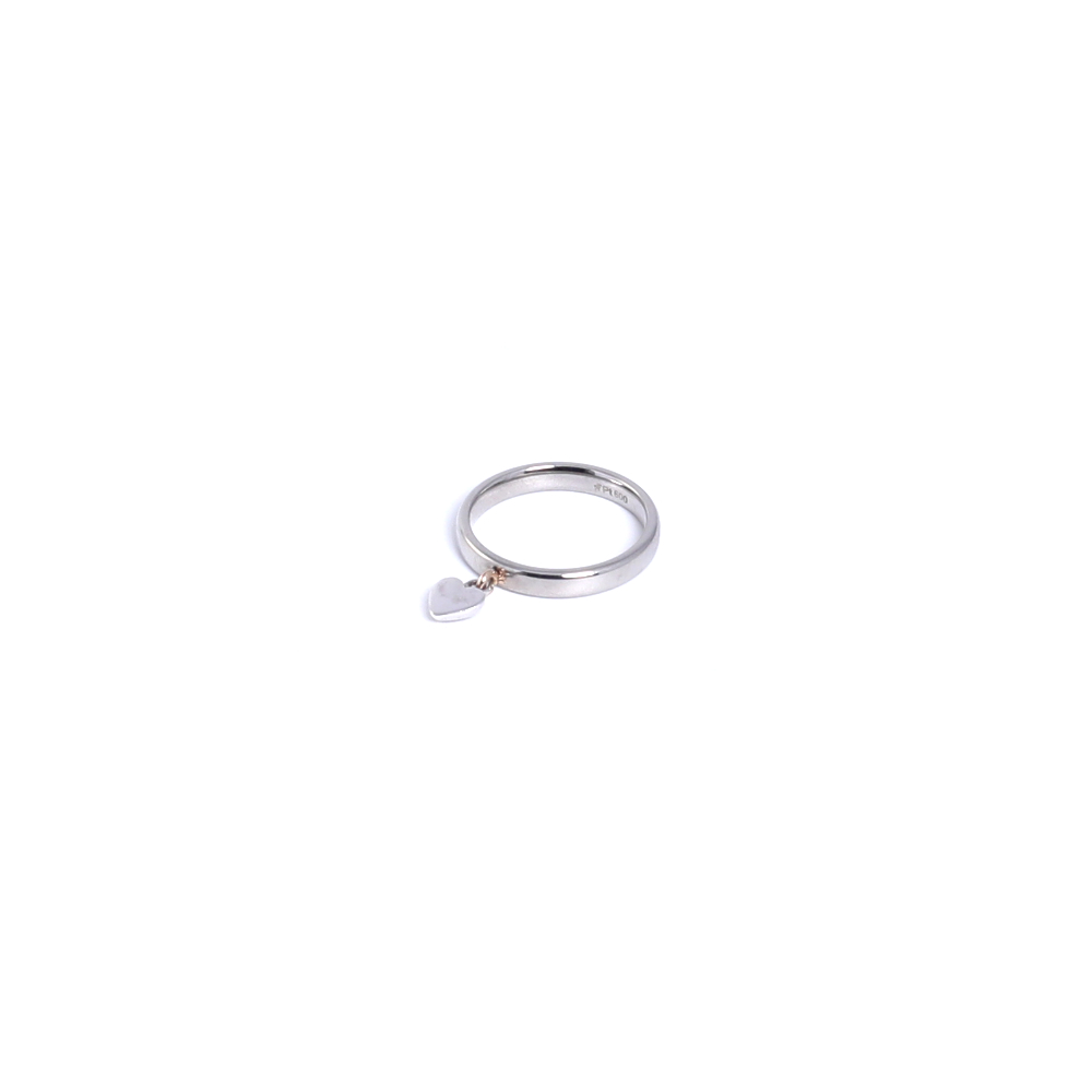 Schiko Ring mit Herzanhänger klein – Gold Platin Bicolor – Handarbeit