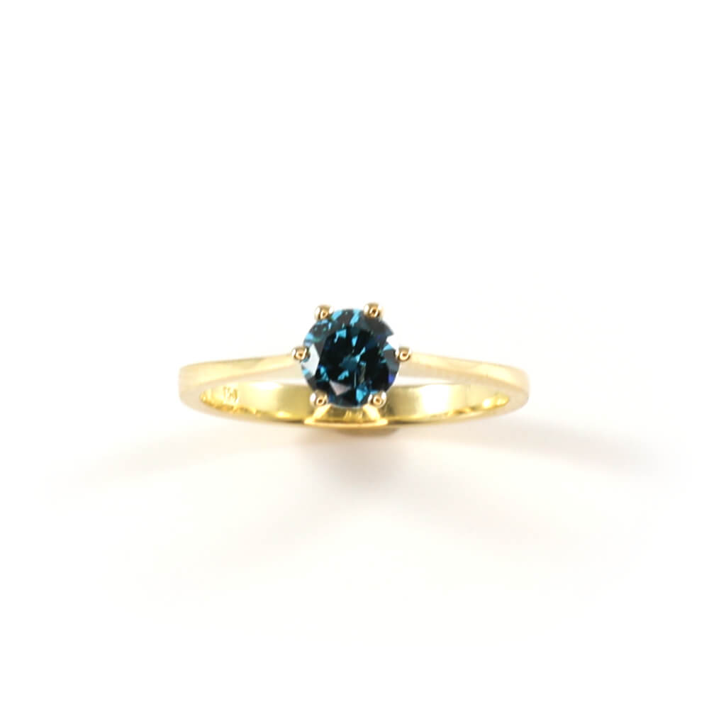 Ring Gold 750/- Brillant beh. River Blue / Verlobungsring